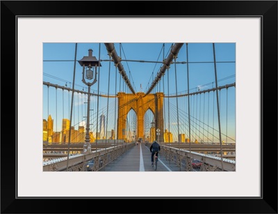 New York, Manhattan, Brooklyn Bridge Over East River, Lower Manhattan Skyline