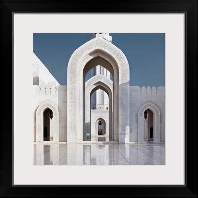 Perspective On Arches And Minaret Of Sultan Qaboos Mosque, Muscat, Oman