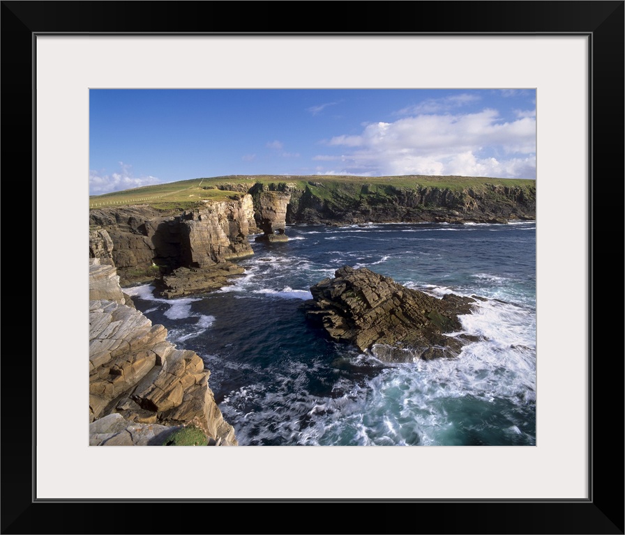 Rocky Coast and Yesnaby castle, Mainland, Orkney Islands, Scotland, UK