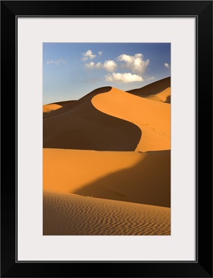 Rolling orange sand dunes and sand ripples, Erg Chebbi sand sea, Morocco