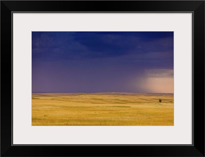 Rolling Plains Against A Dark Stormy Sky In The Badlands, South Dakota, USA