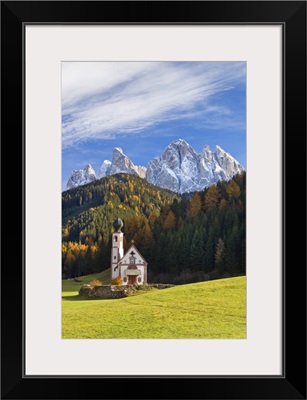 St. Johann Church, Geisler Gruppe, Dolomites, Trentino-Alto Adige, Italy