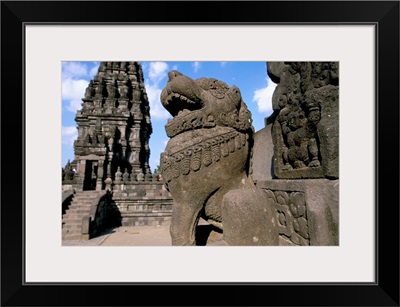 Stone lion, Candi Shiva Mahadeva complex, island of Java, Indonesia