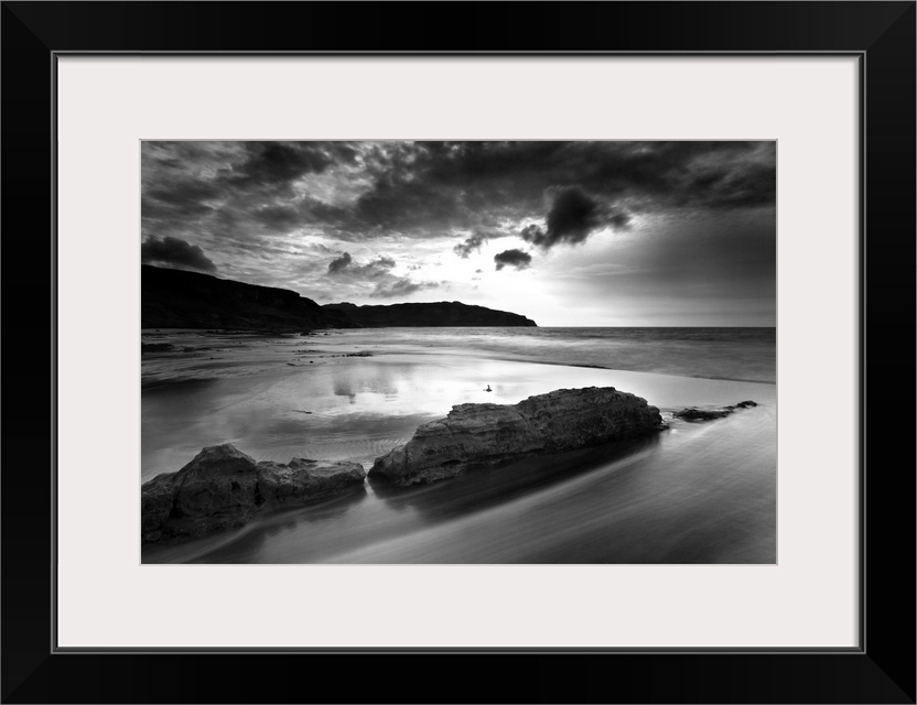 Stormy day on Singing Sands, Isle of Eigg, Inner Hebrides, Scotland, UK