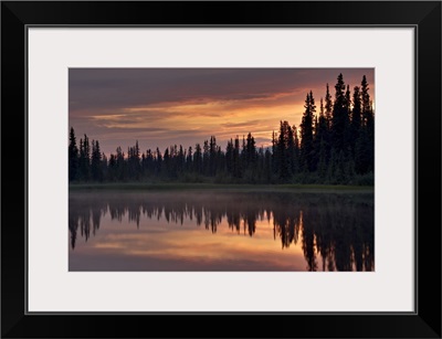 Sunset at an unnamed lake near Salmo Lake, Alaska Highway, Yukon Territory, Canada