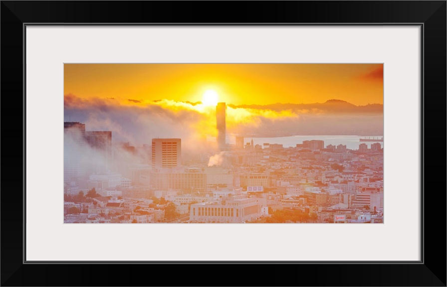 The foggy skyline of San Francisco, California