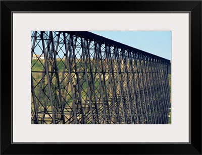 The iron trestle rail bridge at Great Falls, Montana