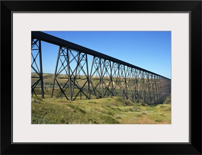 The iron trestle rail bridge at Great Falls, Montana, USA
