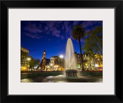 Twilight view of the Plaza de Mayo, Monserrat, Buenos Aires, Argentina
