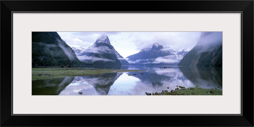 View across Milford Sound to Mitre Peak, Fiordland, South Island, New Zealand