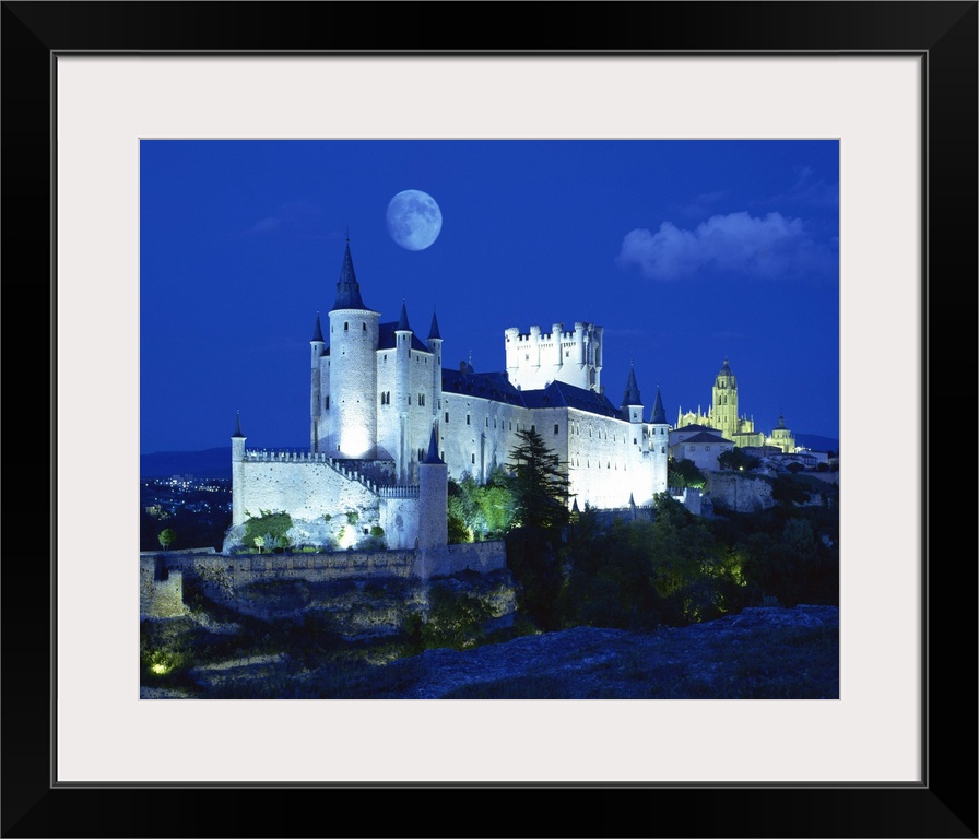 View of castle illuminated, Segovia, Spain