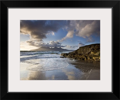 View towards Isle of Rum from Singing Sands Isle of Eigg, Inner Hebrides, Scotland