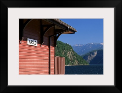 Wooden cabin on the shore of Kootenay Lake, Kaslo, British Columbia, Canada