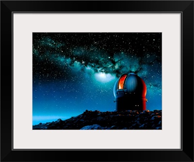 Artwork based on Mauna Kea of a telescope dome