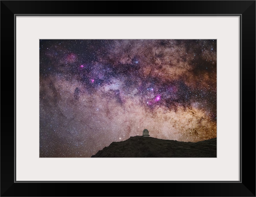Milky Way over the Nordic Optical Telescope (NOT) telescope, Roque de los Muchachos Observatory, La Palma, Canary Islands....