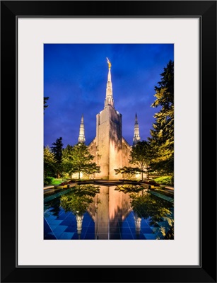 Portland Oregon Temple, Reflections in Blue, Lake Oswego, Oregon
