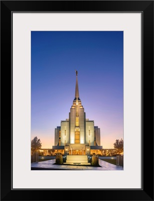 Rexburg Idaho Temple, Lit Up at Twilight