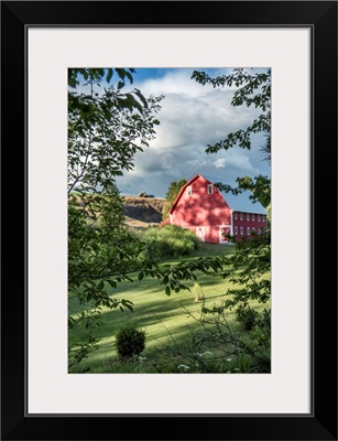 Beautiful red barn and garden in the Palouse, Washington