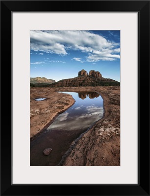 Cathedral rocks with reflection at sunset in Sedona, Arizona