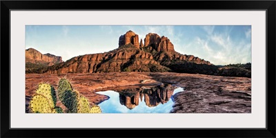 Cathedral Rocks with reflection at sunset in Sedona, Arizona