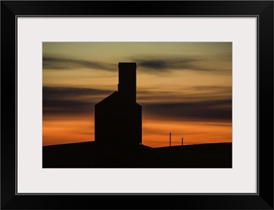 Grain elevator at sunset in the Palouse, Washington