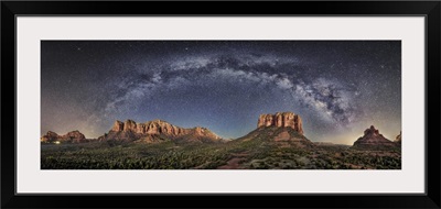 Milky Way Panorama With Moonlight In Sedona, Arizona