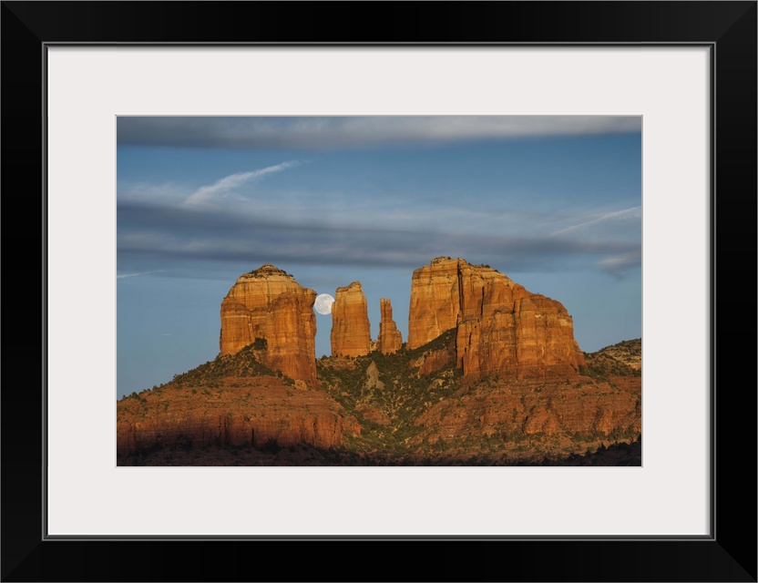 Moonrise over Cathedral Rocks in Sedona, Arizona.