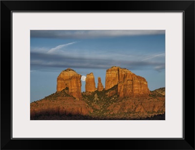 Moonrise over Cathedral Rocks in Sedona, Arizona