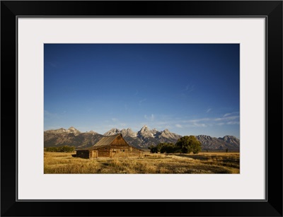 Mormon row barns at sunset, Jackson Hole, Wyoming