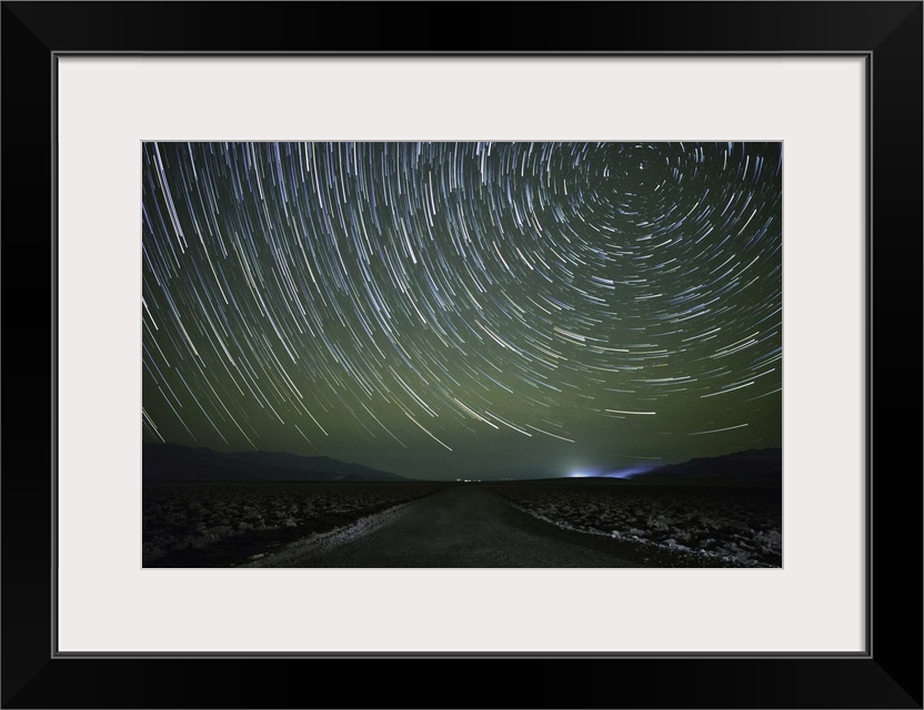 Star trails over the Devils Golfcourse in Death Valley National Park