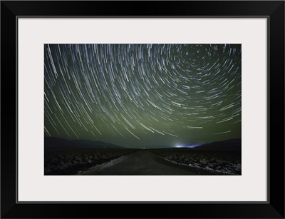 Star trails over the Devils Golfcourse in Death Valley National Park