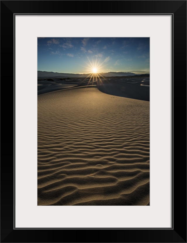 Sunrise in the Mesquite Sand Dunes at Death Valley National Park.