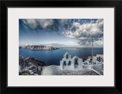 Sunset and church on Oia, Santorini, Greece