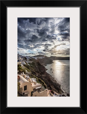 Sunset at Oia, on the island of Santorini, Greece