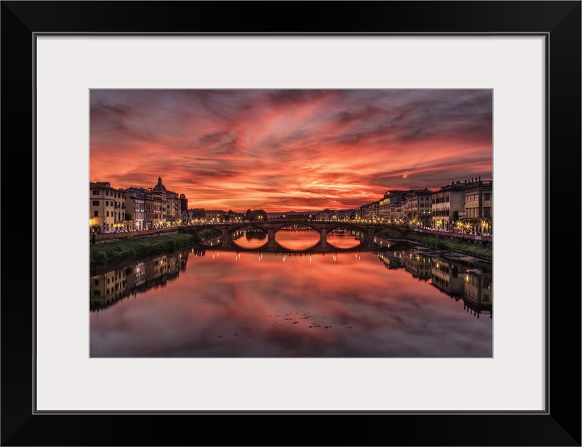 The Arno River at sunset in Florence, Italy