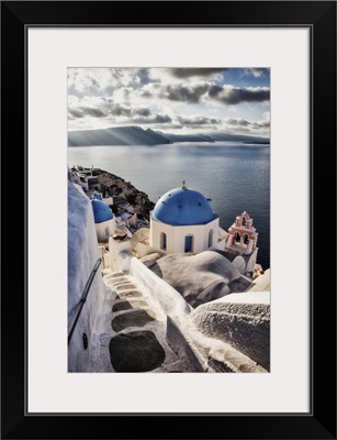 The blue churches of Oia Santorini