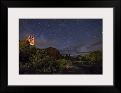 The night sky over the Chapel in Sedona, Arizona