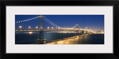 The Oakland Bay Bridge after dark in San Francisco