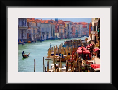 View of Gondolas from the Rialto Bridge, Venice, Italy