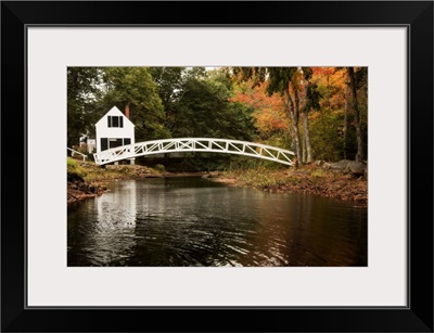 Walking bridge over a lake in Bar Harbor, Maine