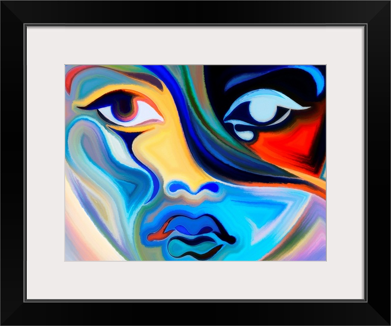 Colors of the Mood series. Abstract arrangement of elements of human face and colorful abstract shapes.