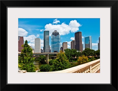 Cityscape of the downtown Houston Texas skyline on a clear summer day