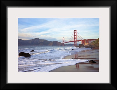 Golden Gate Bridge At Sunset Seen From Marshall Beach, San Francisco