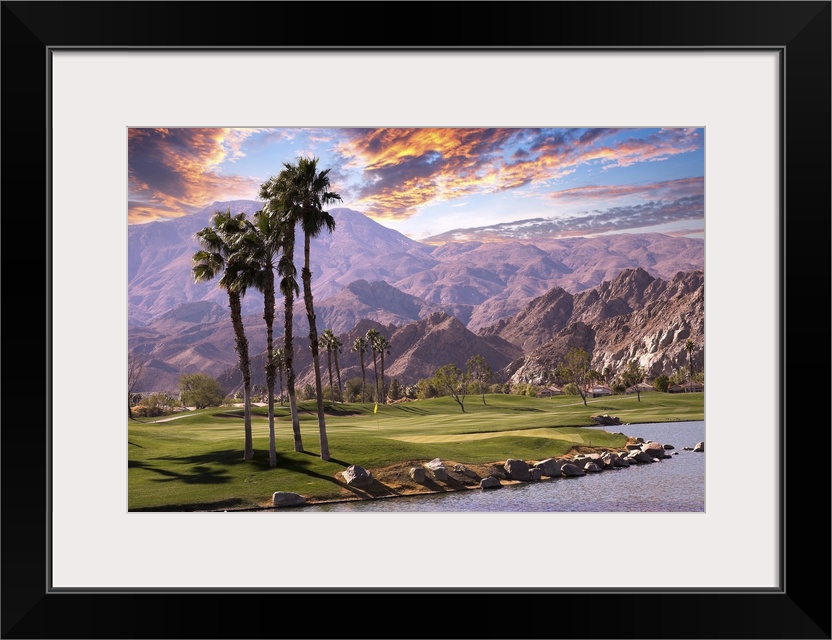 Golf Course At Sunset  In Palm Springs, California