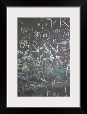 Grey School Chalkboard With Many Different Formulas And Signs