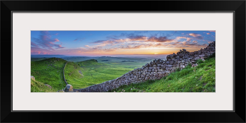 Hadrian's Wall Panorama At Sunset, Northumberland National Park