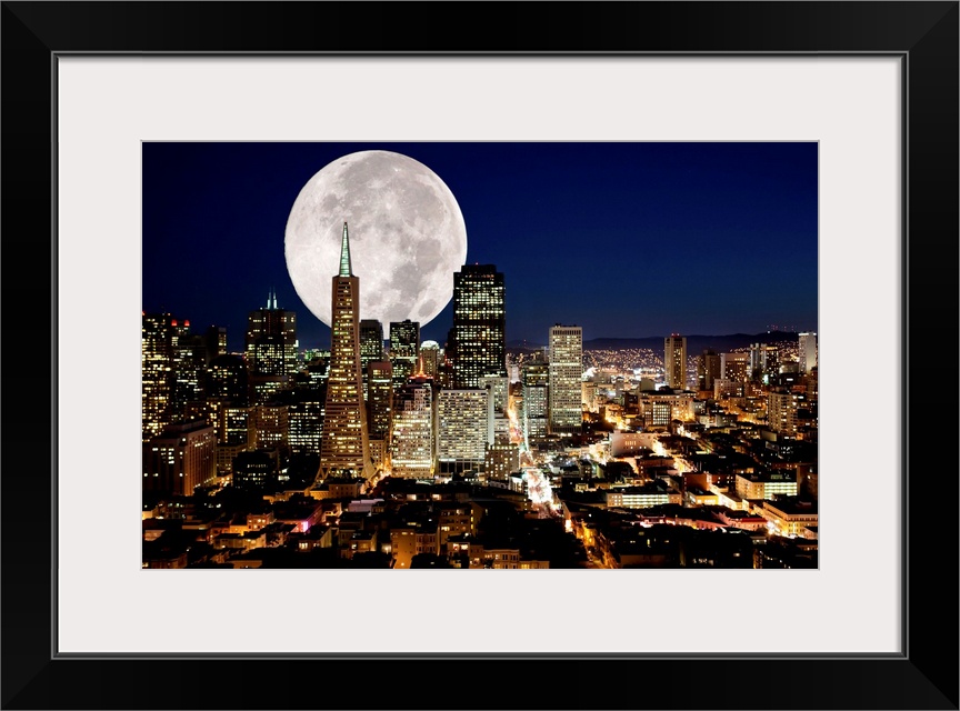 A full moon over San Francisco, California.