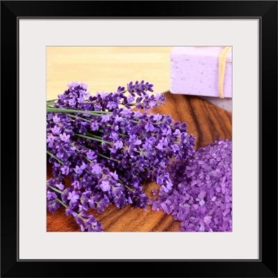 Lavender laying on a wooden surface