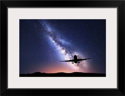 Milky Way And Silhouette Of A Airplane