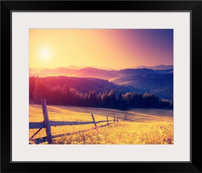 Morning sky over hills, Carpathian, Ukraine